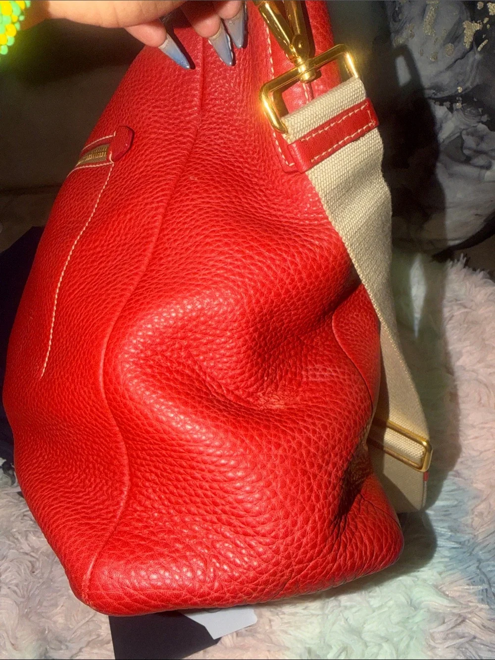 Authentic Prada Red Leather Shoulder Bag & Matching Wallet Set